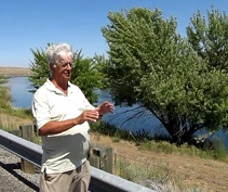 Professor Peter Beach is interviewed by cryptozoologist Jonathan Whitcomb, on the banks of the Yakima River in Washington state